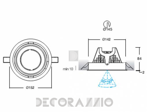 Светильник потолочный/настенный врезной i-Led DOWNLIGHTS - 94763