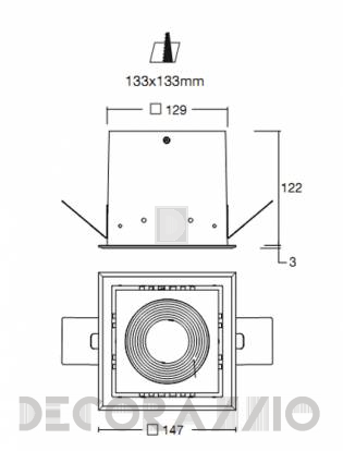 Светильник потолочный/настенный врезной i-Led SQUARE SPOTS - 92160