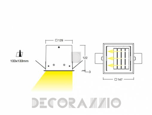 Светильник потолочный/настенный врезной i-Led SQUARE SPOTS - 92110