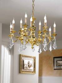 Светильник  потолочный подвесной Arredoluce Light, gold and crystal, 741-8+4