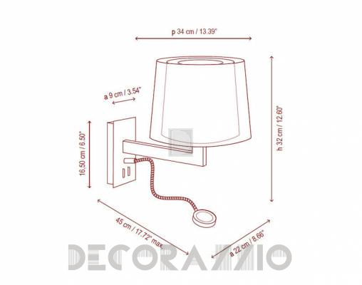 Светильник  настенный накладной (Бра) Bover LEXA FL P-634E - 1220506