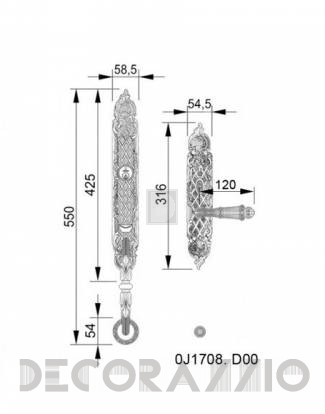 Ручки для распашных дверей подвижные Mestre DECORATIVE DOOR IRONMONGERY 2013 - 0J1708.D00.72