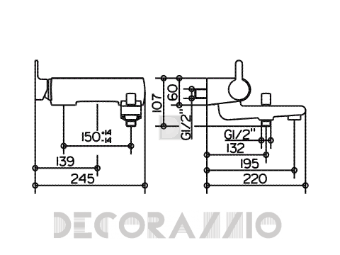 Смеситель для ванной Keuco Elegance - Kede65