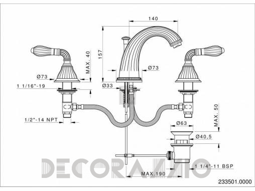Смеситель для раковины Mestre Porcelain - 233501.0000.50