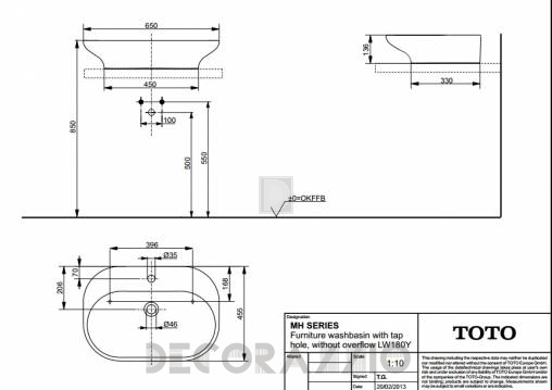 Накладная раковина Toto MH Series - LW180YC