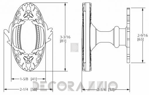 Ручки для распашных дверей фиксированные Sherle Wagner Oval Beaded - 0054DOR-BS