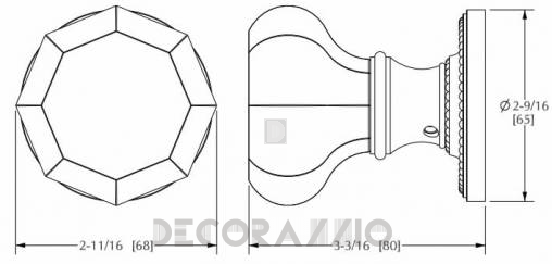 Ручки для распашных дверей фиксированные Sherle Wagner Semiprecious Octagon - 0023DOR-RKCR-AG