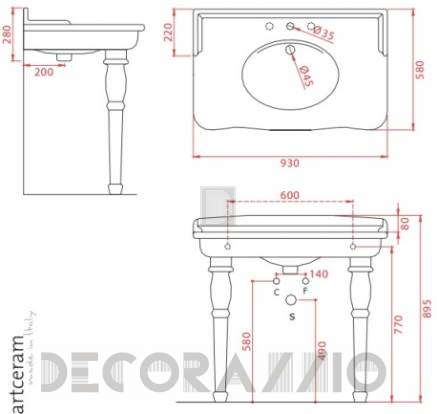 Подвесная раковина Artceram HERMITAGE - HEL005 01 00