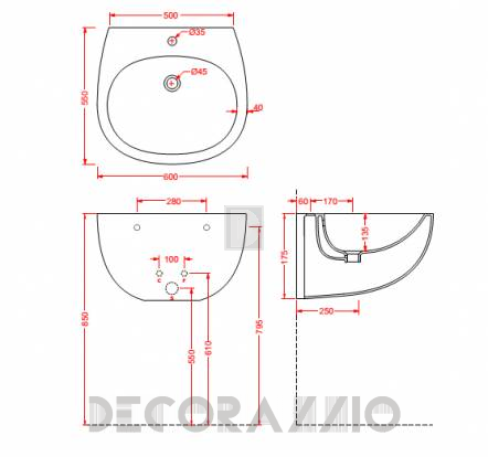 Подвесная раковина Artceram FILE 2.0 - FLL001