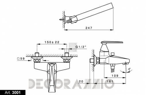 Смеситель для ванной Nicolazzi Vincent single-lever - 3001CR35