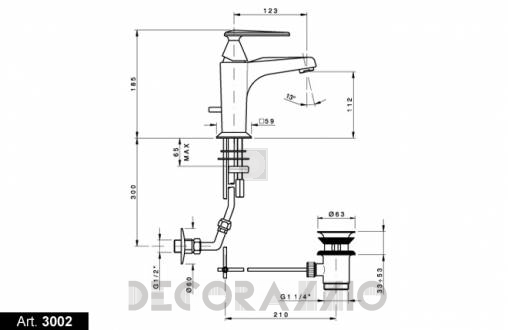 Смеситель для раковины Nicolazzi Vincent single-lever - 3002CR35