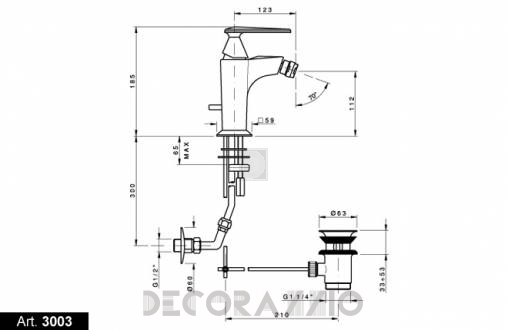 Смеситель для биде Nicolazzi Vincent single-lever - 3003CR35