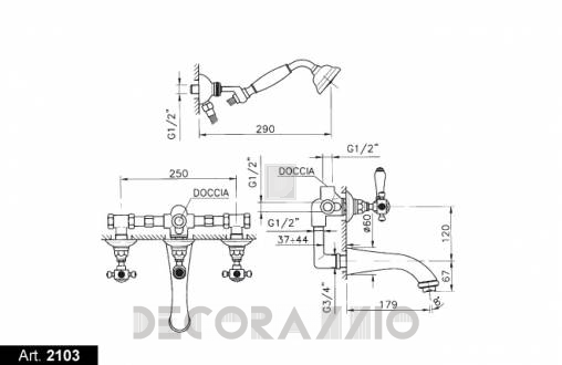 Смеситель для ванной Nicolazzi Le Pietre - 2103GO09