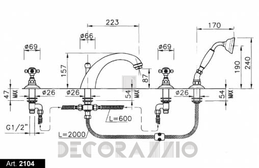 Смеситель для ванной Nicolazzi Le Pietre - 2104GO09