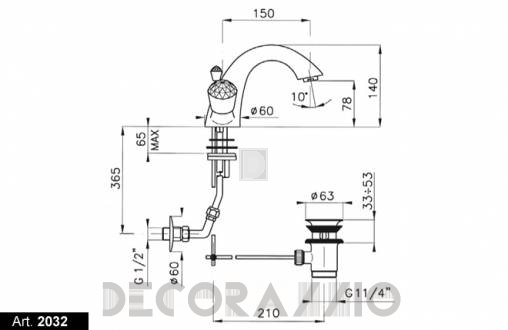 Смеситель для раковины Nicolazzi Cristallo - 2032CR22