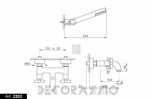 Смеситель для ванной Nicolazzi Monte Croce - 2202CR27
