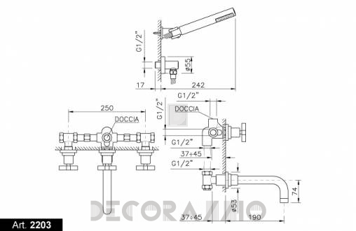 Смеситель для ванной Nicolazzi Monte Croce - 2203CR29