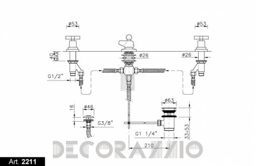 Смеситель для биде Nicolazzi Monte Croce - 2211CR27
