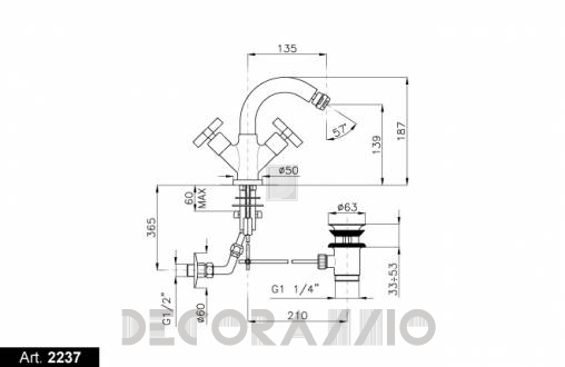 Смеситель для биде Nicolazzi Monte Croce - 2237CR27