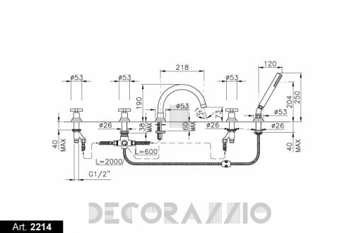 Смеситель для ванной Nicolazzi Monte Croce - 2214CR27