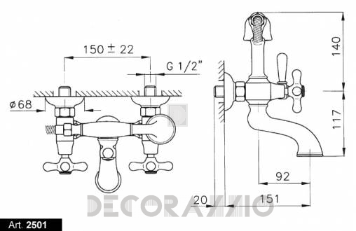 Смеситель для ванной Nicolazzi Nuova Brenta - 2501CR Nuova Brenta