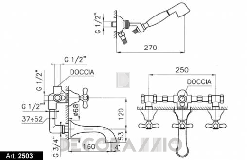 Смеситель для ванной Nicolazzi Nuova Brenta - 2503CR Nuova Brenta