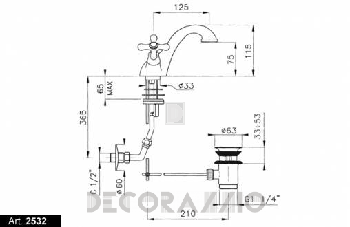 Смеситель для раковины Nicolazzi Nuova Brenta - 2532CR Nuova Brenta