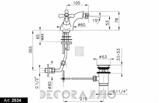 Смеситель для биде Nicolazzi Nuova Brenta - 2534CR Nuova Brenta