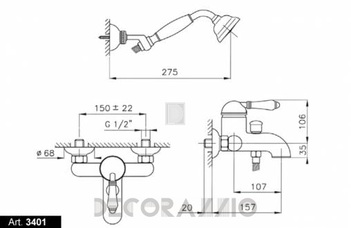 Смеситель для ванной Nicolazzi Cinquanta - 3401CR75C