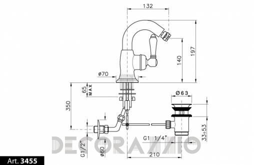 Смеситель для биде Nicolazzi Cinquanta - 3455NL75C