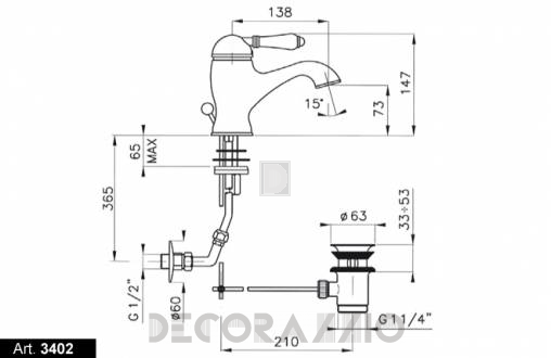 Смеситель для раковины Nicolazzi El Capitan - 3402CR75