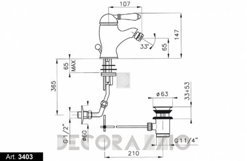 Смеситель для биде Nicolazzi El Capitan - 3403CR75