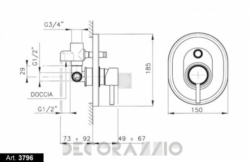 Смеситель для душа Nicolazzi Olympus - 3796CR