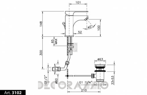 Смеситель для раковины Nicolazzi Jungfrau - 3102CR64