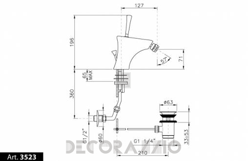 Смеситель для биде Nicolazzi Diamir 2 - 3523CR