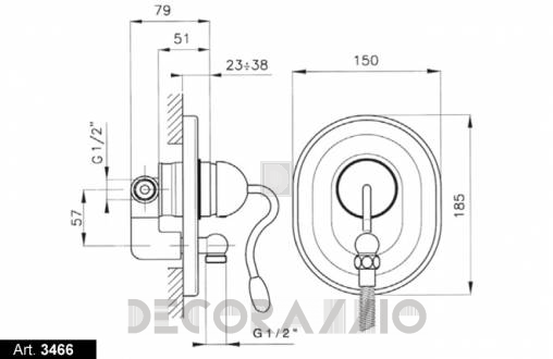 Смеситель для душа Nicolazzi Signal - 3466CR20