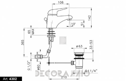 Смеситель для раковины Nicolazzi Dom - 4302CR58
