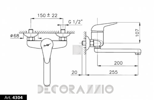 Смеситель для раковины Nicolazzi Dom - 4304CR58D