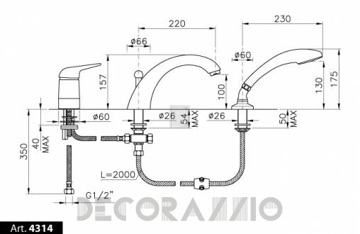 Смеситель для ванной Nicolazzi Dom - 4314CR58