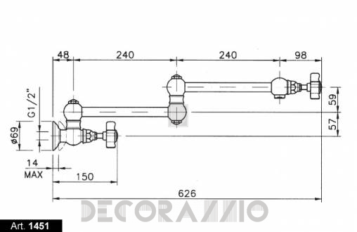 Смеситель для кухни Nicolazzi Traditional wall-mounted - 1451CR70