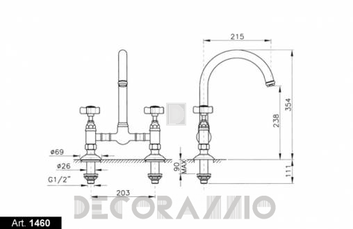 Смеситель для кухни Nicolazzi Traditional - 1460CR78