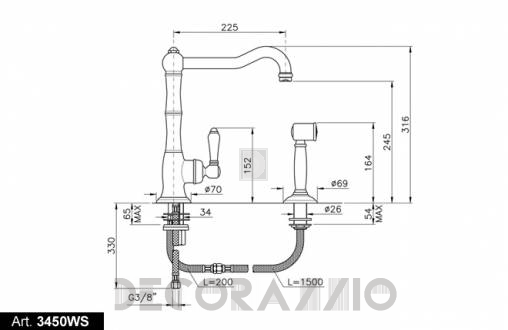 Смеситель для кухни Nicolazzi Traditional - 3450WSCR75C