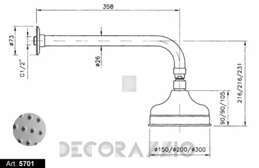 Лейка душевая Nicolazzi Classic Shower - 5701CR15