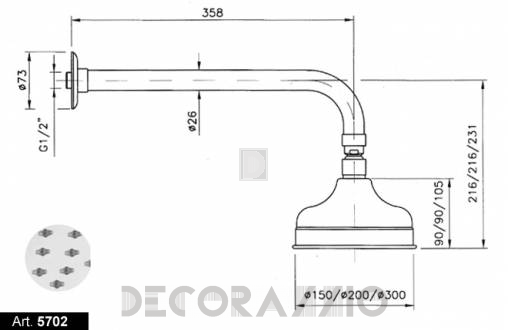 Лейка душевая Nicolazzi Classic Shower - 5702CR15