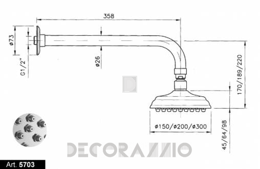 Лейка душевая Nicolazzi Classic Shower - 5703CR15