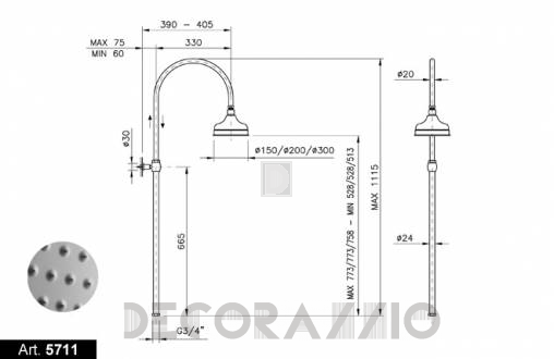 Душевая колонка Nicolazzi Classic Shower - 5711CR15