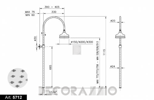 Душевая колонка Nicolazzi Classic Shower - 5712CR15
