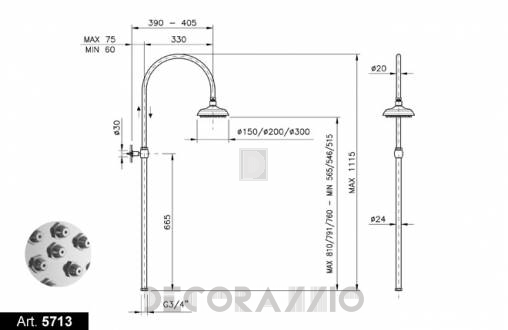 Душевая колонка Nicolazzi Classic Shower - 5713CR15