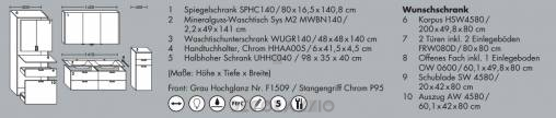 Комплект в ванную Burgbad Diago - MWBN140/HSW4580/SPHC140