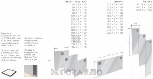 Зеркало для ванной Falper Mirrors - 6A4x120x3x60
